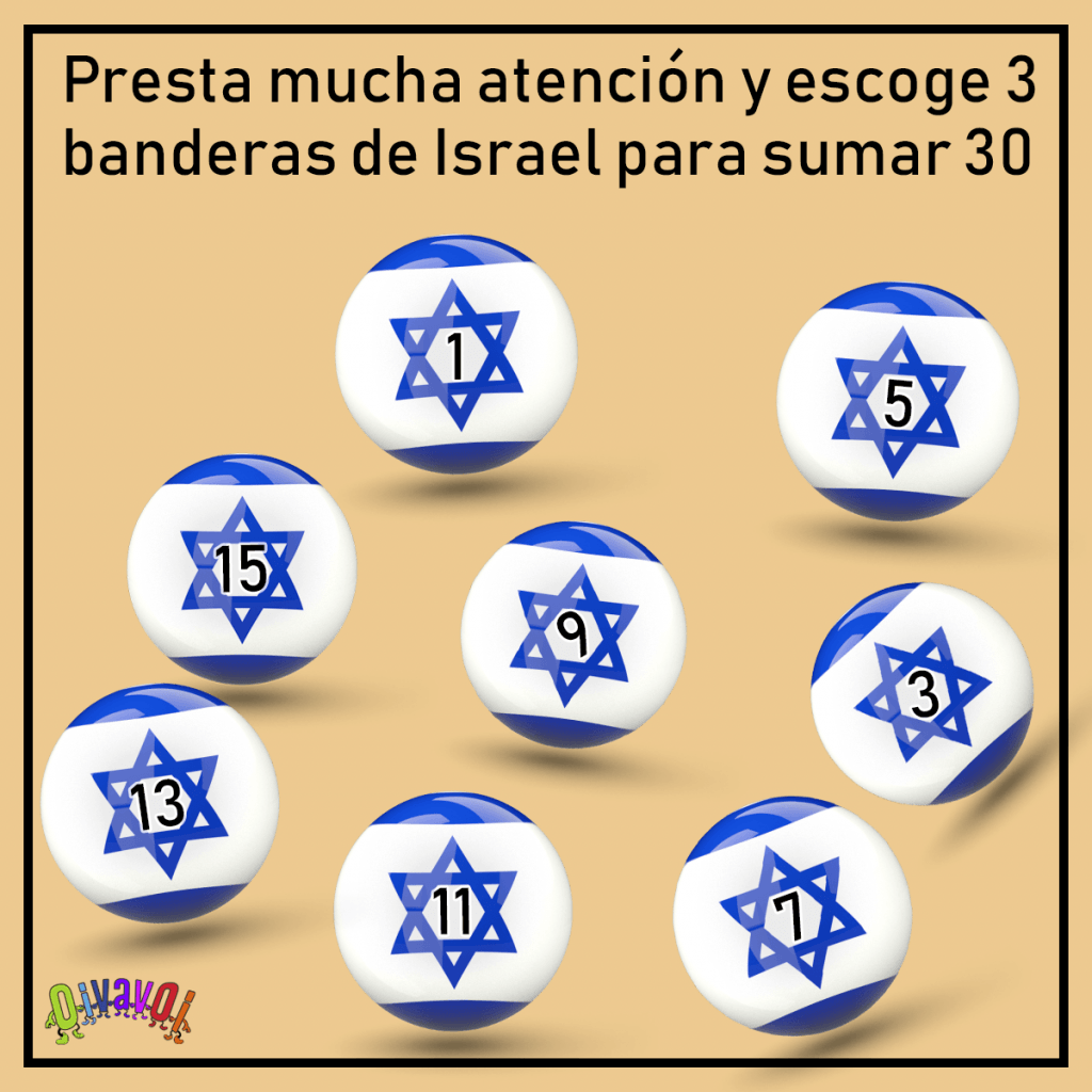 ¿Cómo sumar 30 con banderas de Israel?