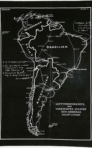 Revelan plan secreto de Hitler para dividir Sudamérica en cuatro territorios nazis 2 mapa