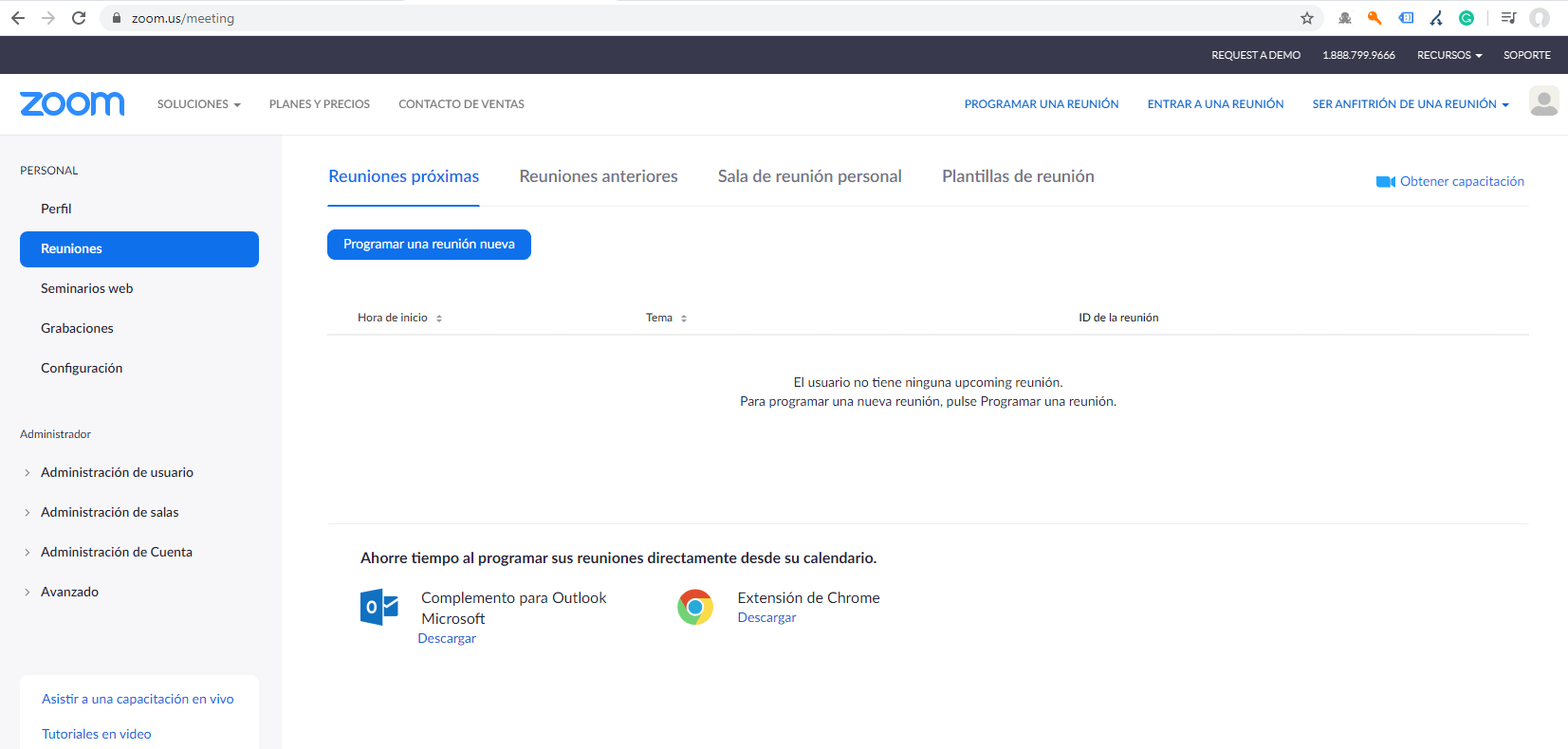 Zoom programar reuniones