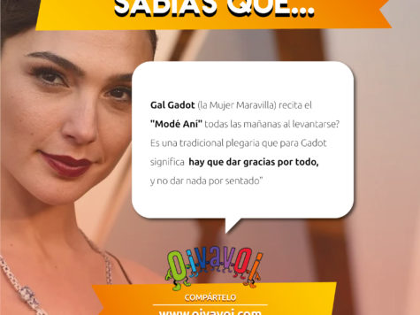 ¿Sabías que Gal Gadot (la Mujer Maravilla) recita el "Modé Aní" todas las mañanas al levantarse?