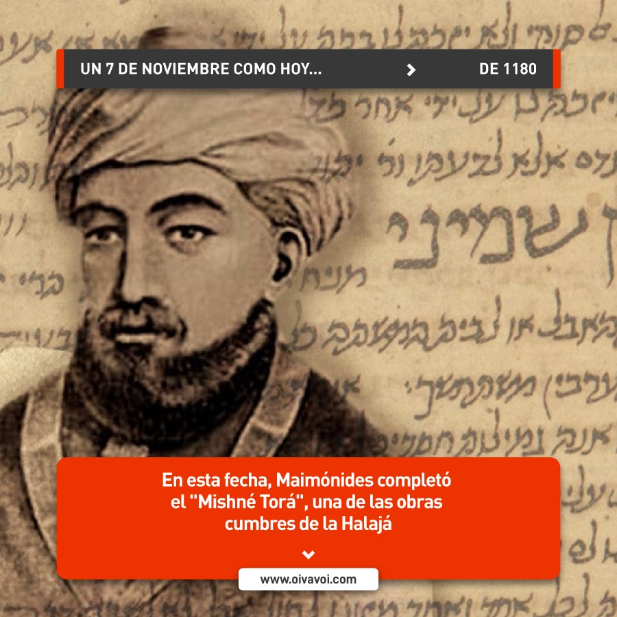 Maimónides completa el "Mishné Torá": 7 de noviembre